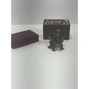 Bejeweled Enameled Double Leap Frog Trinket Box/Figurine Rhinestones‎ 2 Frogs